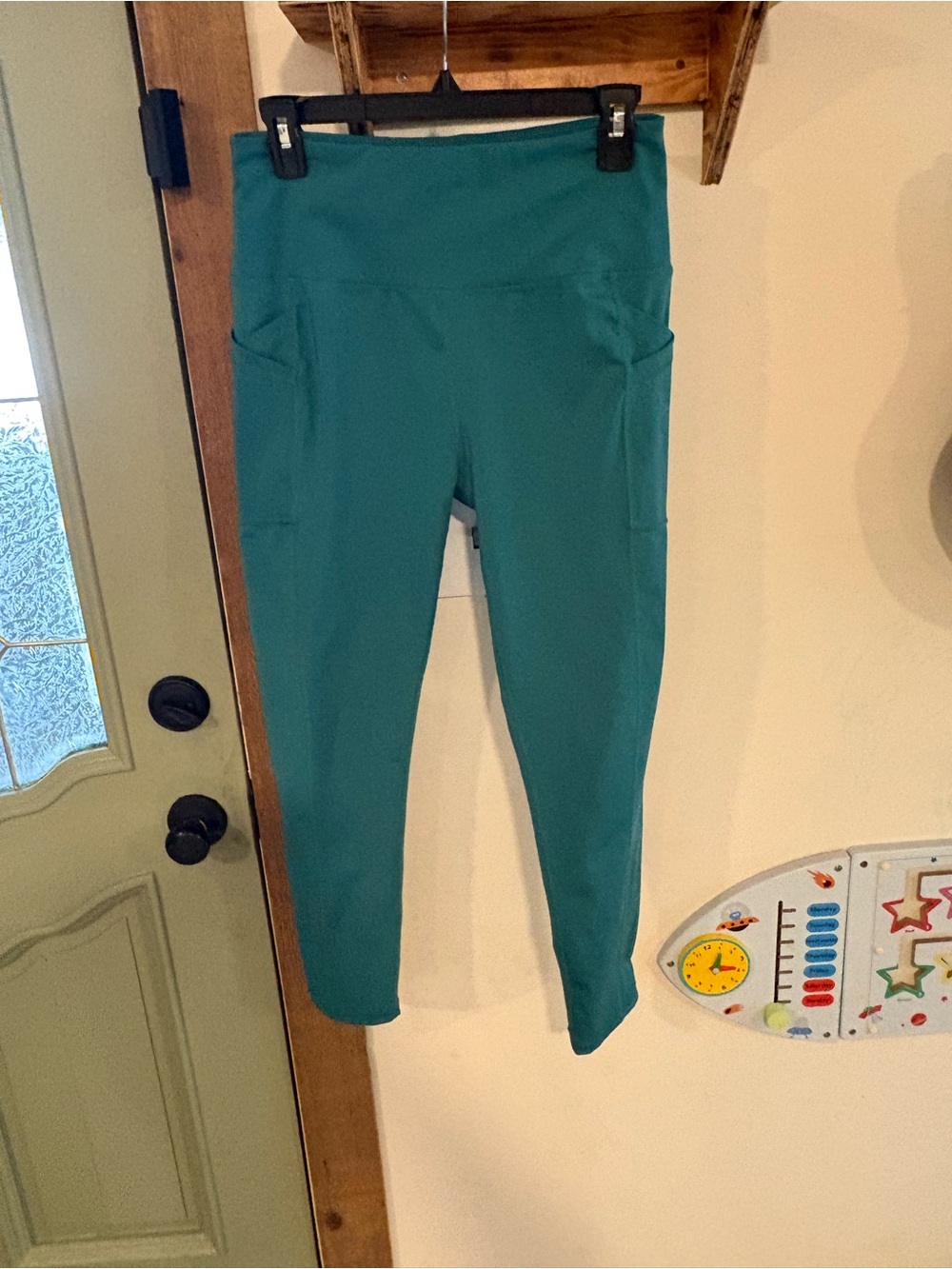 Teal High-Waist Active Leggings with Side Pockets